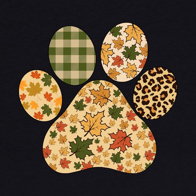 Leopard Thanksgiving Leaves Dog Paw Lover Thanksgiving Women by Jhon Towel